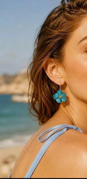 3099 blue flower drop earrings at €7.99 – photo 3